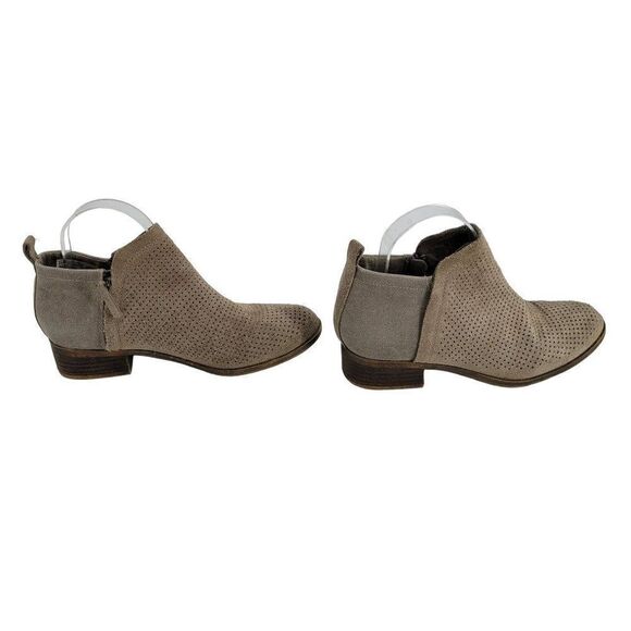 Toms Ankle Booties Deia Casual Boho Perforated Suede Canvas Block Heel Zip Tan 8 - Picture 7 of 12